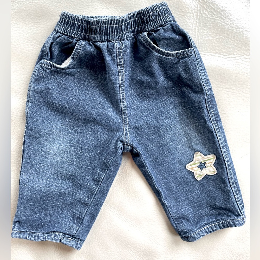 4/$20💥Vintage Baby Girl Chambray Jeans, Star Embroidery, Front & Back Pockets